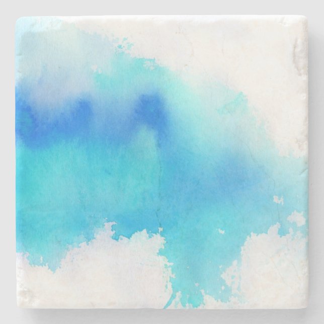 Blaue Stelle, abstraktes handgemaltes des Steinuntersetzer (Vorderseite)