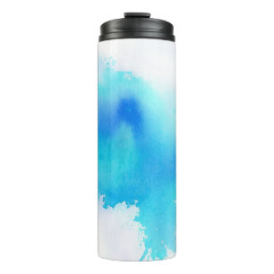 Blaue Stelle, abstraktes handgemaltes des Thermosbecher