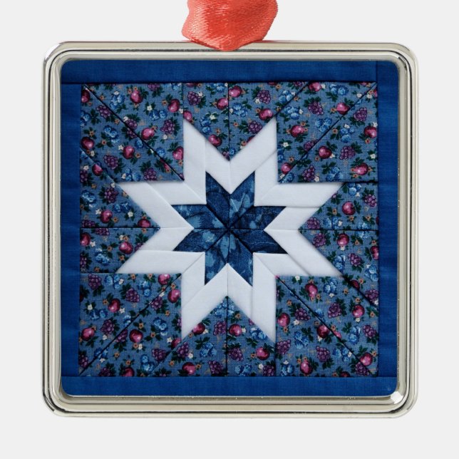 blaue Steppdeckenstern-Prämienverzierung Ornament Aus Metall (Vorne)
