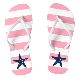 Blaue Sterne auf rosa Streifen Flip Flops