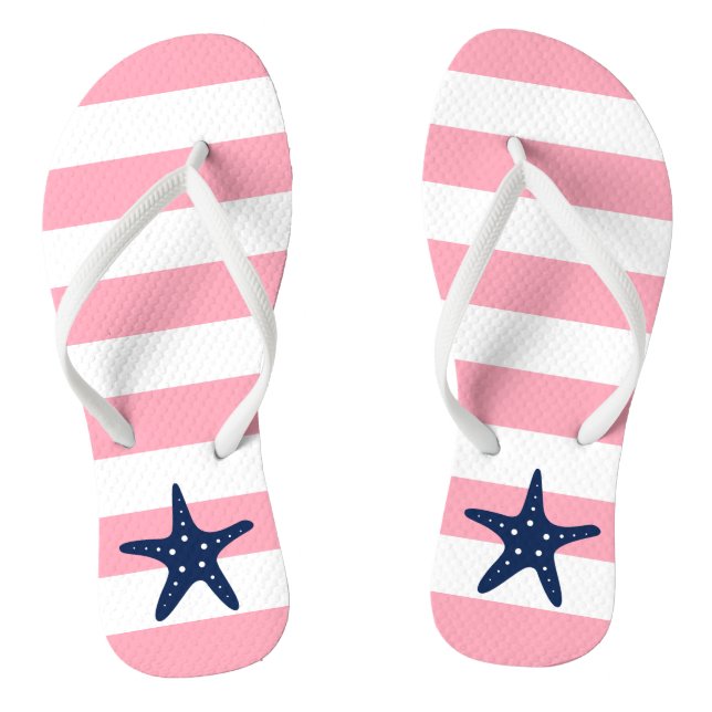 Blaue Sterne auf rosa Streifen Flip Flops (Fußbett)