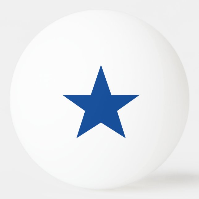 Blaue Sterne auf Weiß Tischtennisball (Vorderseite)