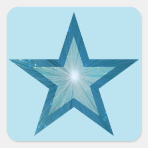 Blaue Sterne-Aufkleber Quadratischer Aufkleber