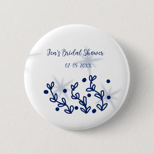 Blaue Sterne Blätter royale luxuriöse Brautparty Button