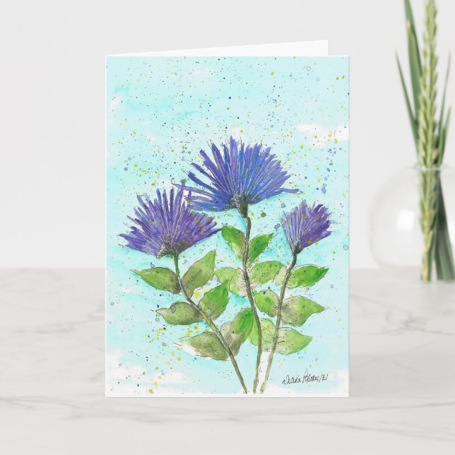 Blaue Sterne, Blumenwasser-Farbkarte Karte (Vorderseite)