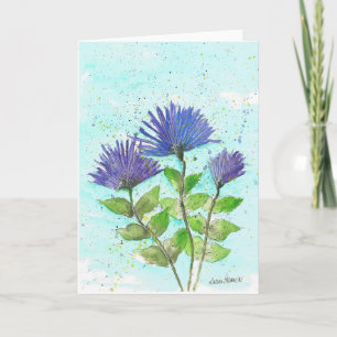 Blaue Sterne, Blumenwasser-Farbkarte Karte