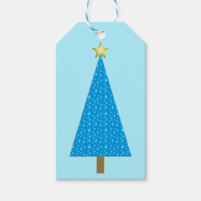 Blaue Sterne Geschenkanhänger (Vorderseite)