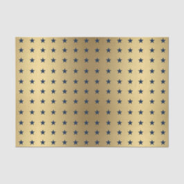 Blaue Sterne-Muster für metallisches Gold Seidenpapier