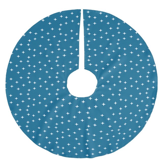 Blaue Sterne Polyester Weihnachtsbaumdecke (Vorderseite)