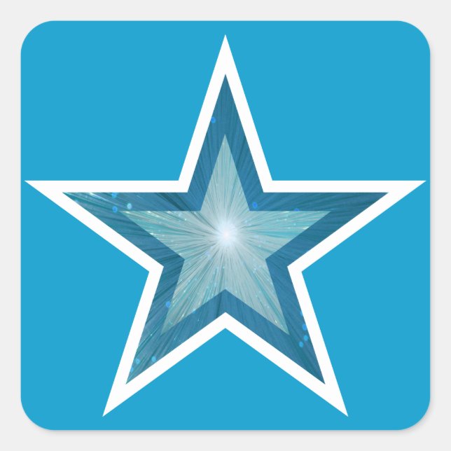 Blaue Sterne-Quadratzoll-Aufkleber blau Quadratischer Aufkleber (Vorderseite)