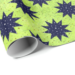 Blaue Sterne und funkelnd Goldstars Geschenkpapier
