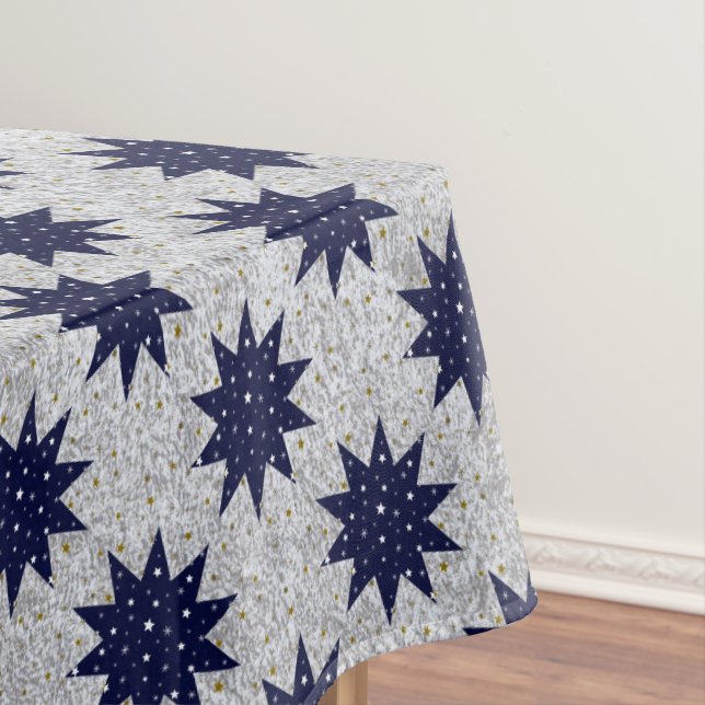 Blaue Sterne und funkelnd Goldstars Tischdecke (Beispiel)