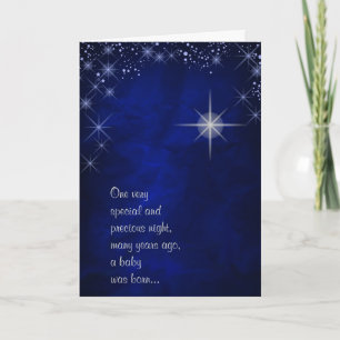 Blaue Sternenhafte Erste Weihnachtsnacht Karte