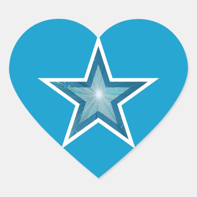 Blaue Sternenkopfklemme Herz-Aufkleber (Vorderseite)