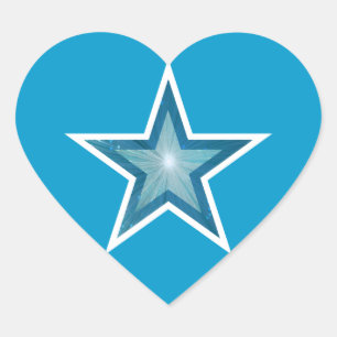 Blaue Sternenkopfklemme Herz-Aufkleber