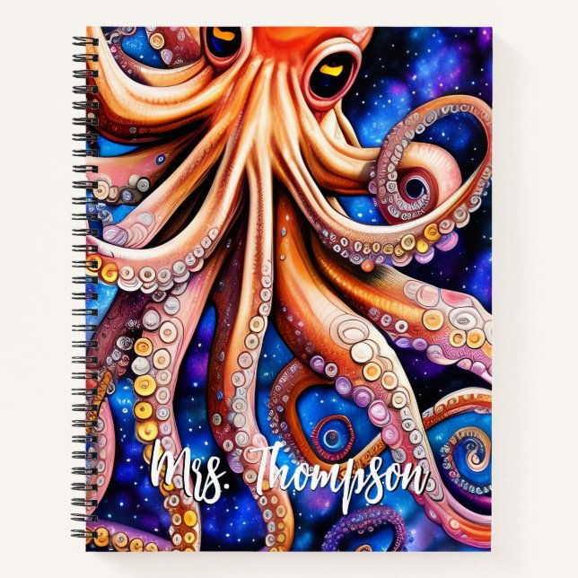 Blaue Sternennacht Whimsikoktopus | INDIVIDUELLE N Notizbuch (Vorderseite)