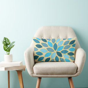 Blaue Sternexplosion Modernes Blume Muster Muster Lendenkissen
