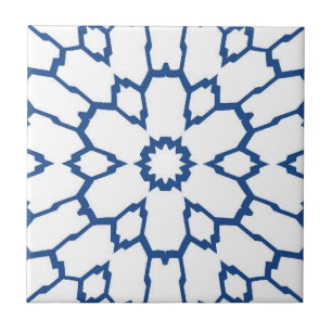 Blaue Sternmosaik mit weißem Hintergrund Fliese