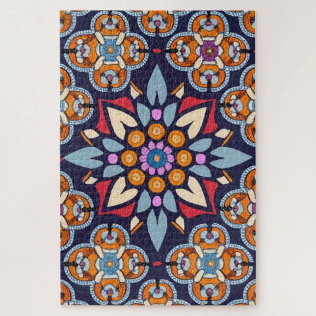 Blaue Stickerei (Vertikal)
