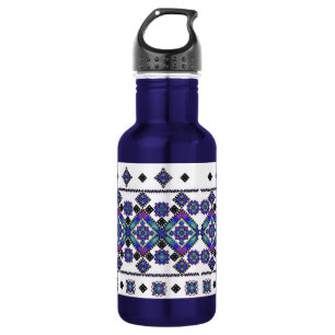 Blaue Stickerei Edelstahlflasche