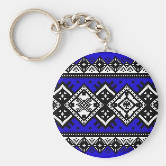 Blaue Stickerei Schlüsselanhänger (Vorne)
