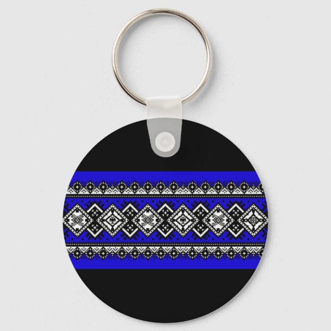 Blaue Stickerei Schlüsselanhänger (Vorderseite)