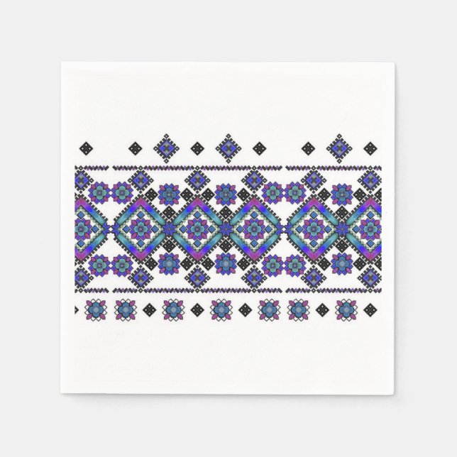 Blaue Stickerei Serviette (Vorderseite)