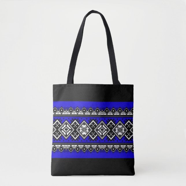 Blaue Stickerei Tasche (Vorderseite)