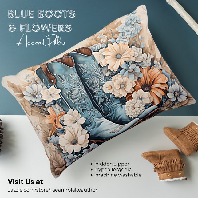 Blaue Stiefel und Blume Akzent Pillow Dekokissen (Von Creator hochgeladen)
