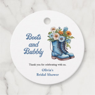 Blaue Stiefel und prickelnd blaue westliche Brautp Geschenkanhänger