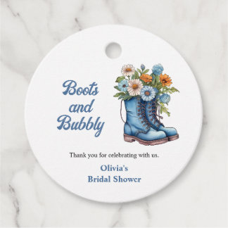 Blaue Stiefel und prickelnd blaue westliche Brautp Geschenkanhänger