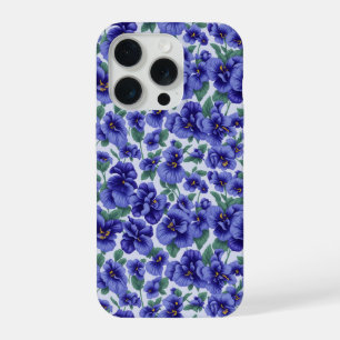 Blaue Stiefmütterchen-Blumen-Handyhülle iPhone 15 Pro Hülle