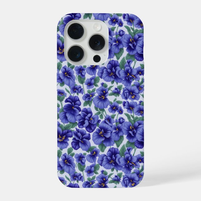 Blaue Stiefmütterchen-Blumen-Handyhülle iPhone 15 Pro Hülle (Rückseite)