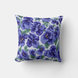 Blaue Stiefmütterchen-Blumen Kissen