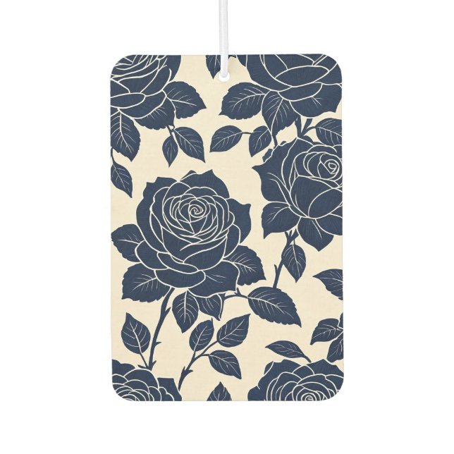 Blaue stilisierte Rose Autolufterfrischer (Vorderseite)