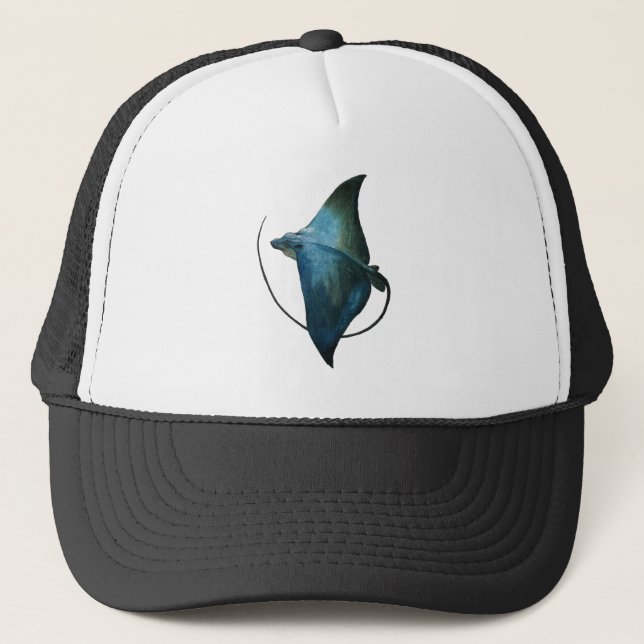 Blaue Stingray-Illustration Truckerkappe (Vorderseite)