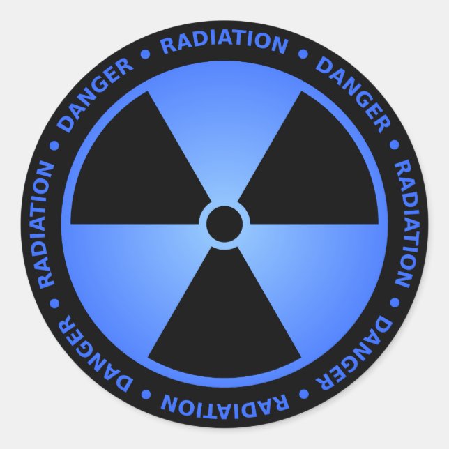 Blaue Strahlenwarnung Runder Aufkleber (Vorderseite)