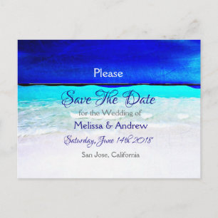 Blaue Strand-Ozean-Hochzeit - Bitte Termin vormerk Ankündigungspostkarte