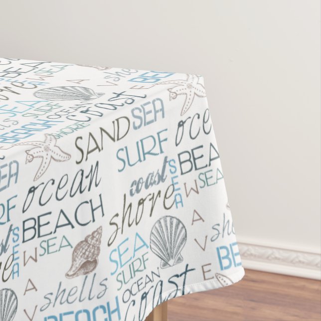 Blaue Strand-SahneMuscheln Tischdecke (Beispiel)