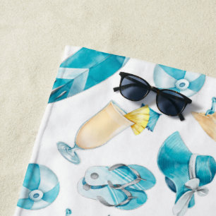 Blaue Strandcocktails Sommer Spaß Personalisiert Strandtuch