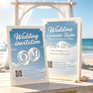 Blaue Strandhochzeit Einladung