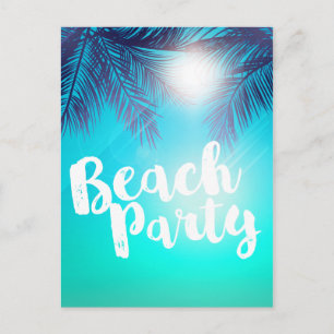 Blaue STRANDPARTY Sonnige Palmen Sommerparty Ankündigungspostkarte