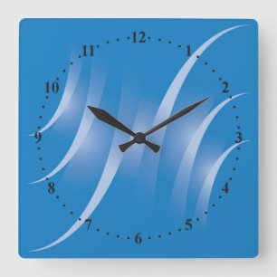 blaue Straßen Quadratische Wanduhr