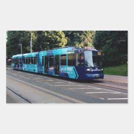 Blaue Straßenbahn Rechteckiger Aufkleber