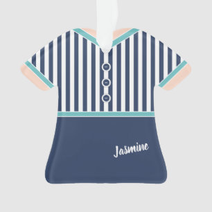 Blaue Streifen Aquamarin Trim Sportliches Tennis O Ornament