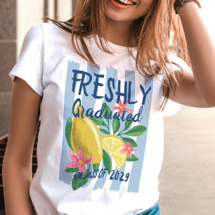 Blaue Streifen auf Zitronen Frisch diplomiert T-Shirt