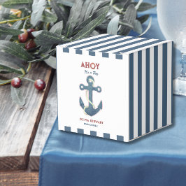 Blaue Streifen aus der Nautik Babydusche Geschenkschachtel