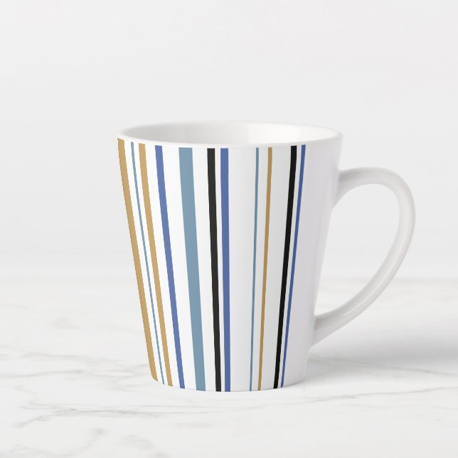 Blaue Streifen aus Gold und Weiß Beach Milchtasse (Rechts)