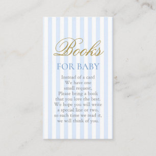 Blaue Streifen Baby Shower Junge Bücher für Baby Begleitkarte