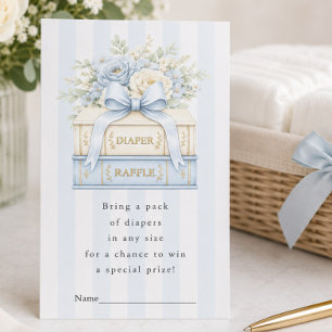 Blaue Streifen-Baby-Shower-Windel-Raffle Begleitkarte